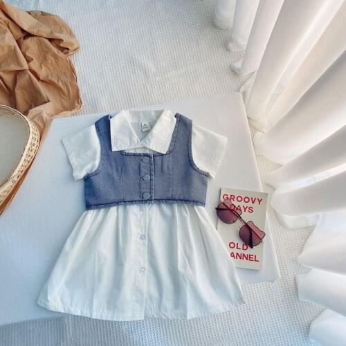 Kids Dresses For Girls Sets Jeans Vest+shirt Dress Summer Suit 2021 New Korean Girl Clothing 2.3.4.5.6 Years Two Piece Fashion