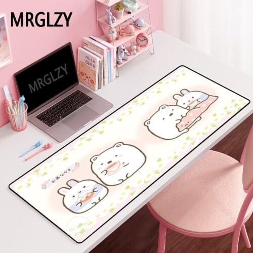MRGLZY Creativity Large Gamer Cute White Bear 40X90CM Mouse Pad XXL MousePads Carpet Laptop Gaming Accessories Desk Mat for Csgo
