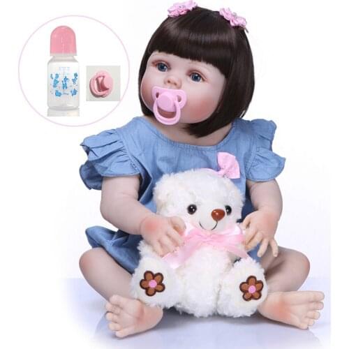 NPK Doll big eyes 55CM all Silicone Bebe Reborn lol Boneca Alive Baby Princess In Fashion blue clothes Girls Favorite toy Gifts