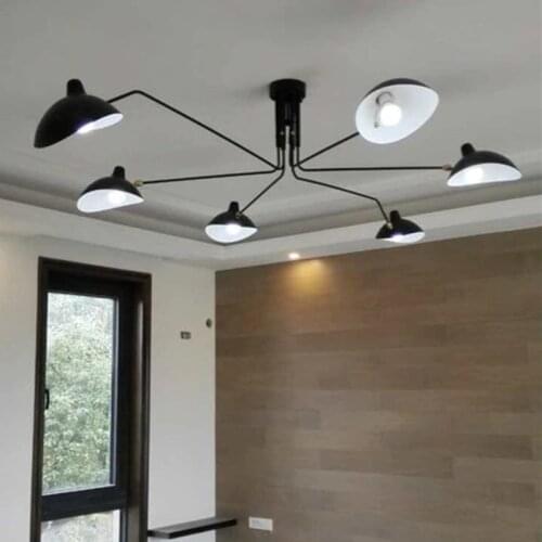 Black spider chandelier for Living room Bedroom Kitchen lustre suspension Loft Vingtae industrial wrought iron chandelier Lamp