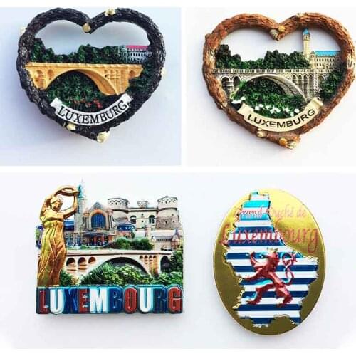 European Luxembourg Landmark Fridge Magnets Heart Shape Tourism Memorial Magnetic Stickers for Refrigeraters Decorative Crafts