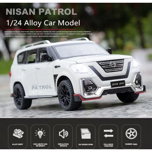 1:24 Nissan Patrol Modified Alloy Car Diecast Model Toy Vehicle Pull Back Off-road Simulation Collection Metal Car Toys for boys