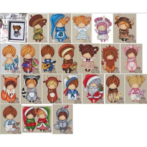 The poppy girl cross stitch package magic doll DMC linen aida 14ct flaxen cloth kit embroider DIY handmade needlework