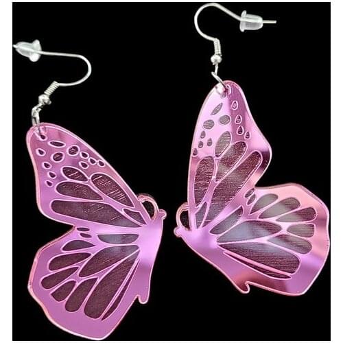 New style left and right separated butterfly wings temperament mirror polished acrylic earrings for women