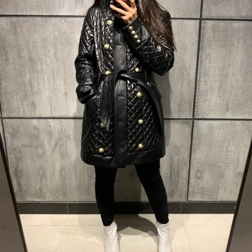 Leather genuine real ladies women sude lambskin coat