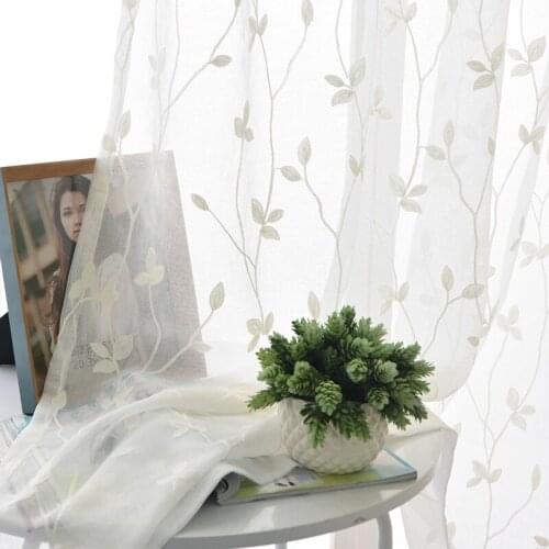 Origin Source Curtain Cloth with Yarn Cotton Embroidered Window Screen Wholesale White Window Screen Custom Curtains