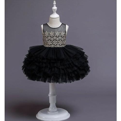 2021 White Black Infant 1st Birthday Dress For Baby Girl Tutu Dress Embroidery Princess Dresses Party Clothing Child Clothes