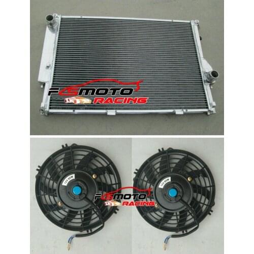 Aluminum Radiator Racing +FAN For BMW 5 E34 M5 530i/535i 7 E32 730i/730iL/735i/735iL MT Manual