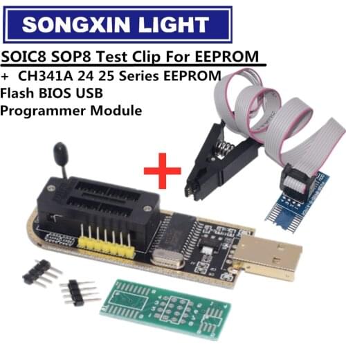 1PCS CH341A 24 25 Series EEPROM Flash BIOS USB Programmer Module + SOIC8 SOP8 Test Clip For EEPROM 93CXX / 25CXX / 24CXX DIY KIT