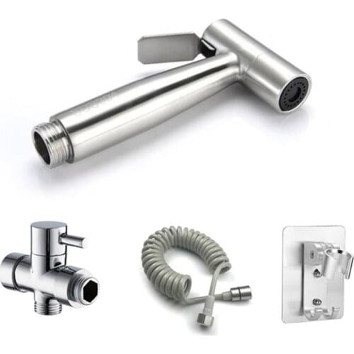 1 Set Handheld Toilet Bidet Sprayer Kit Stainless Steel Hand Bidet Faucet For Bathroom Hand Sprayer Shower Head Self Cleaning