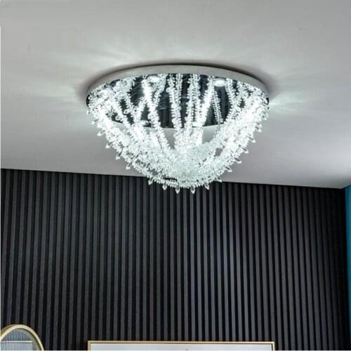 Nordic crystal ceiling light modern round living room light bedroom fashion lighting