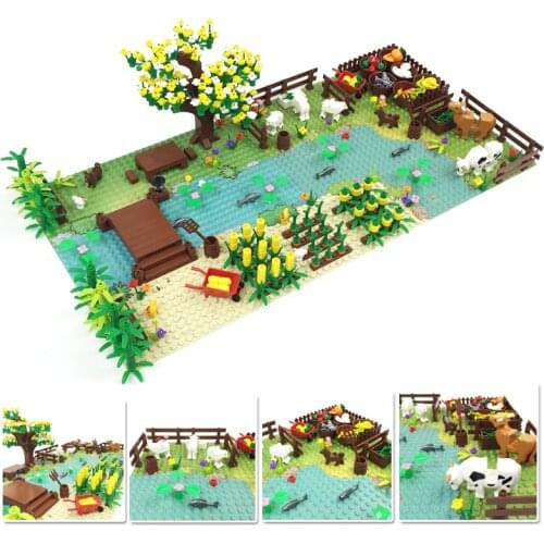 Compatible Friends Farm Building Bricks Baseplate Set Tree Animal Assembling Blocks Toys Hobbies for Kids Xmas Gift over 6 Year
