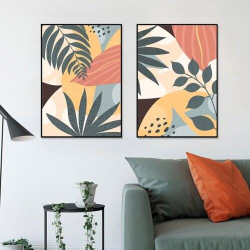 Modern Abstract Tropical Leaves Nordic Posters Canvas Painting Wall Print Pictures Living Room Trendy Interior Home Decoration