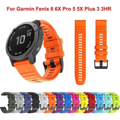 26mm Sport Silicone Watch Band Strap for Garmin Fenix 6X 6 6S Pro 5X 5 5S Plus 3 3HR 20 22mm Easy Fit Quick Release wirststrap