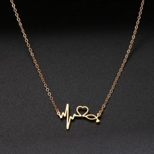 Stethoscope Heartbeat Necklace Women Love Heart Stainless Steel Necklaces & Pendants Medical Nurse Doctor Lover Gifts