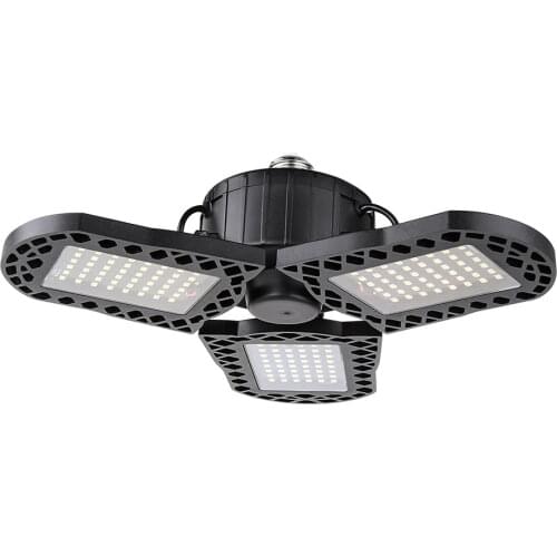 LED Grow Light Deformable Lamp 144LED 300W Full Spectrum E26 E27 Ceiling Lamps With 3 Adjustable Panels For Workshop Garage