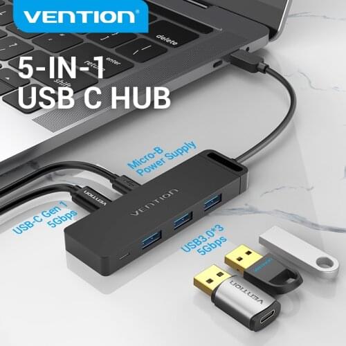 Vention USB C Hub to USB 3.0 USB C 3.1 Gen 1 Micro Power Hub Adapter for MacBook Pro iPad Samsung Galaxy Note 10 S10 USB HUB