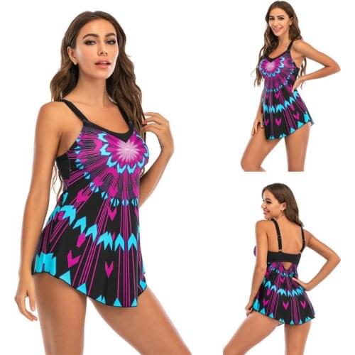New foreign trade bikini 2021 new big size swimsuit pattern printing gradient swimsuit sexy bikini