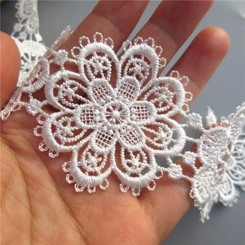 10/20/30x Soluble White Polyester Flowers Embroidered Lace Trim Ribbon Applique DIY Manual Sewing Supplies Craft Decoration