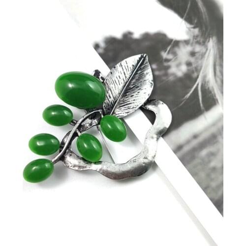 Fashion Multicolor Resin Green Leaf Brooches For Women 2019 Vintage Brincos Brooch Pins For Men Plant Jewelry Wholesale