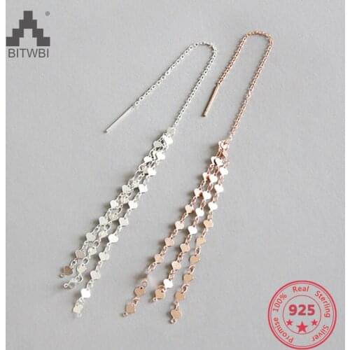 925 Sterling Silver New Cute Love Heart Earrings for Women Long Tassel Earrings Fashion Jewelry Gift