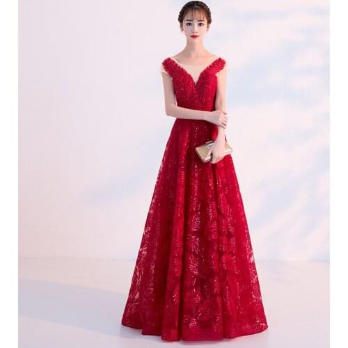 2019 Spring Summer New Fashion Women Red Evening Dress Sleeveless A-line Illusion Back Lace Up Prom Party Dresses
