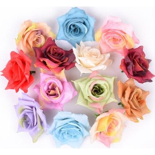 10Pcs 7cm Silk Rose Artificial Flowers for Wedding Home Decoration Valentines Day DIY Craft Wreath Gift Decor Fake Flowers
