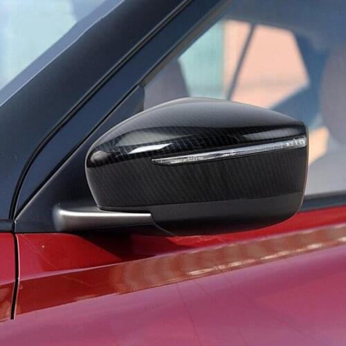 For Nissan Kicks 2017 2PCS Carbon Fiber ABS Chrome Car Side Door Rearview Mirror Protect Frame Cover Trims Car Styling