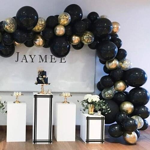 36PCS 2021 New Year Balloon Garland Arch Kit Black Gold Chrome Latex Globos For Birthday Party Wedding Decoration Bridal Suppies