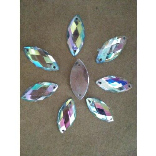 40pcs/lot Sew On Rhinestones Gems 9X20mm High Quality Navette Shape Flatback Beads For Dress Shoe DIY Craft Accessary