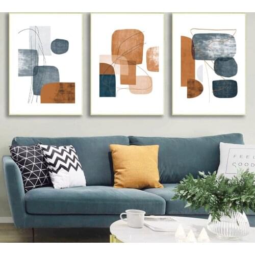 Terracotta Abstract Geometric Shape Posters and Prints Modern Mid Century Wall Art Canvas Painting Pictures Living Room Decor