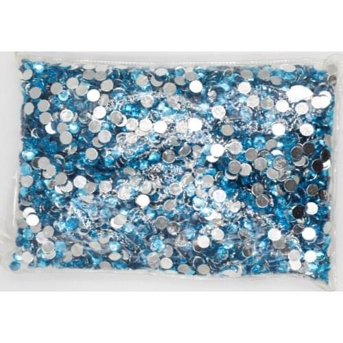Aquamarine Color 1.5~12mm Flat Back Round Acrylic Rhinestones Beads,3D Acrylic Nail Art / Garment Decoration