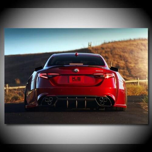 Alfa Romeo Giulia Red Car Rear View Supercar Wall Decor Posters Canvas Printed Art Home Living Room Decorations