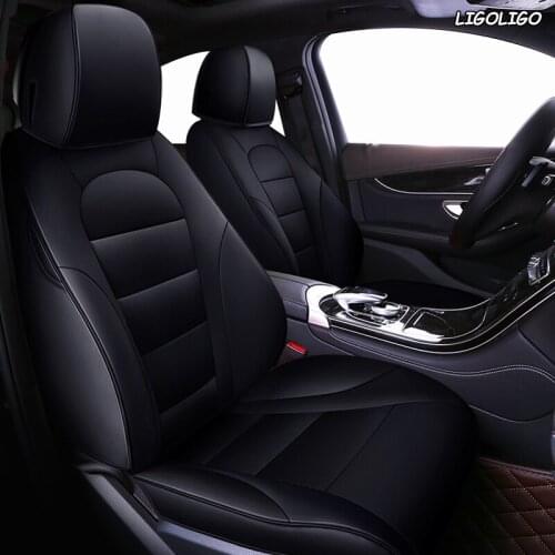 LIGOLIGO Custom Leather car seat cover set For Porsche Cayman Macan panamera Cayenne Boxster Automobiles Seat Covers cars