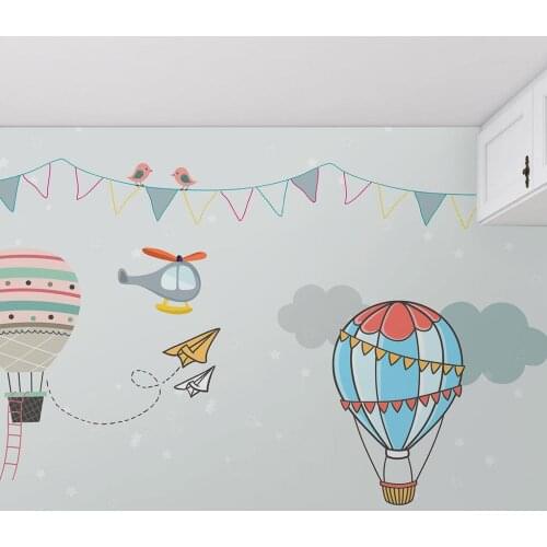 CJSIR Custom Cartoon Hot Air Balloon Airplane Wallpapers for Children Room Background Papel De Parede 3D Mural Wall Paper