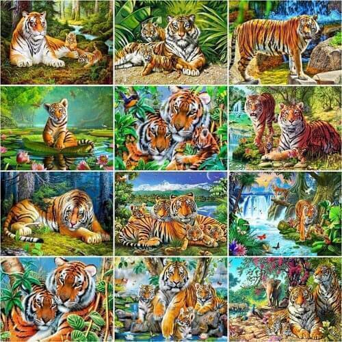 Evershine 5D DIY Diamond Painting Tiger Full Square Diamond Embroidery Cross Stitch Animals Mosaic Rhinestones Home Decor