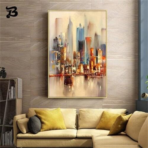 Canvas Painting City Architecture Landscape Wall Art Oil Painting Abstract Modern Room Decoration Wall Pictures for Room Decor