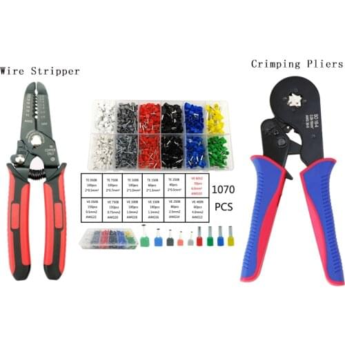 Cable Cutter Wire Stripper Multifunctional Stripping Tools Crimping Pliers Set Electrical Tubular Ferrules Terminals Kit