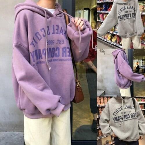 Kili Womens Fashion Casual Loose Plus Fleece Hooded Long Sleeve Sweater