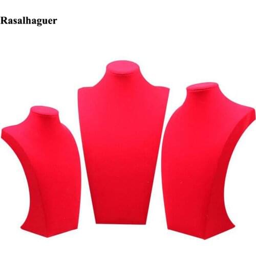 Classic Red Velvet Mannequin Shelf Necklace Pendant Chain Jewelry Display Stand Holder Decorate Bracelet Jewelry Rack Show