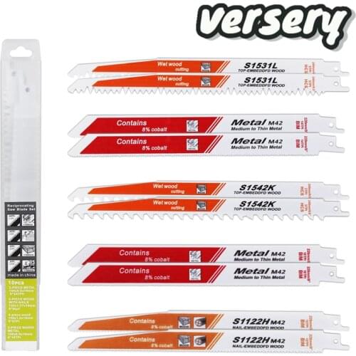 Free Shipping 10PCS/Set 228/240mm HCS BIM Sabre Saw Blade Reciprocating Cutting For Wet Wood Cable Metal Cast Iron Power Tools