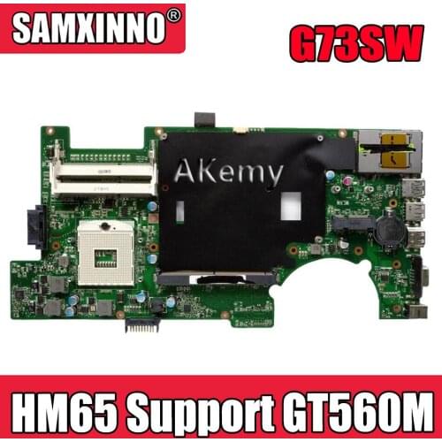 Akemy G73SW Mainboard REV2.0 For Asus G73SW G73S G73 Laptop motherboard HD3000 100% fully tested HM65 Support GT560M 4*Slots 3D