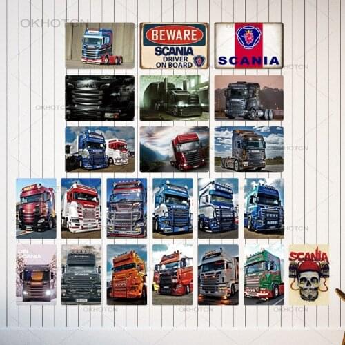 Scania Car Metal Sign Plaque Vintage Tin Sign Metal Poster Wall Decor for Garage Bar Pub Man Cave Decorative Iron Plates
