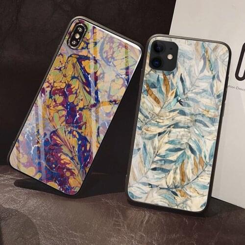 Fashion flower Phone Case Tempered Glass For iPhone 12 Pro Max Mini 11 Pro XR XS MAX 8 X 7 6S 6 Plus SE 2020 case
