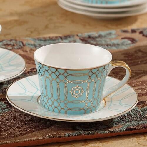 British Style Flower Bone China Coffee Cup and Saucer Set High-end Afternoon Tea Pastoral Style Flower Tea Cup