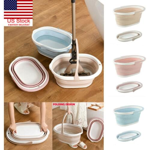 New Folding Portable Home Wash & Dry Flat Mop Bucket All Floor Cleaning with Handle