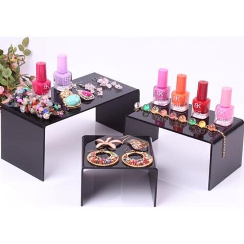 Wholesale Clear Black Jewelry Display Stand Toy Mobile Wallet Shoes Bracelets Display Plexiglass 3pcs/lot Necklace Earring Shelf