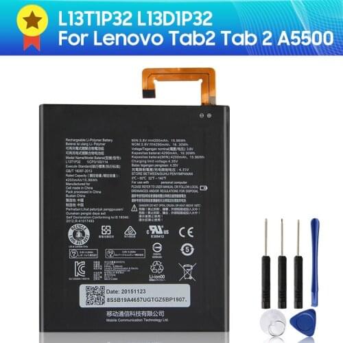 Authentic Replacement Battery L13D1P32 L13T1P32 For Lenovo Tab 2 A5500 A8-50F/LC S8-50F/L 4290mAh 4.35V 16wh