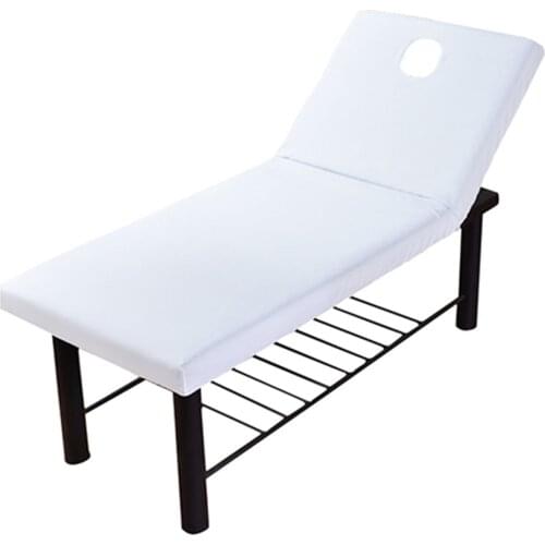 Salon Bed Sheet Square Head Solid Forepart Hole Reusable Polyester Cover Massage Elastic Couch All-round Wrap Fitted Soft