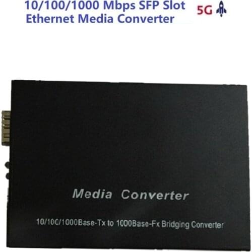SFP 10/100/1000M Ethernet Converter Transceiver fiber optical switch,SFP Fiber media Converter to RJ45 Gigabit Media Converter